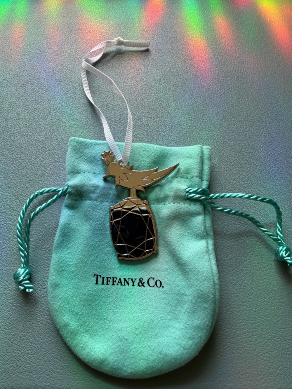 Tiffany & Co. Silver Bird Pendant with Black Stone
